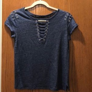 Generation Love Blue Lace Up Detail Top